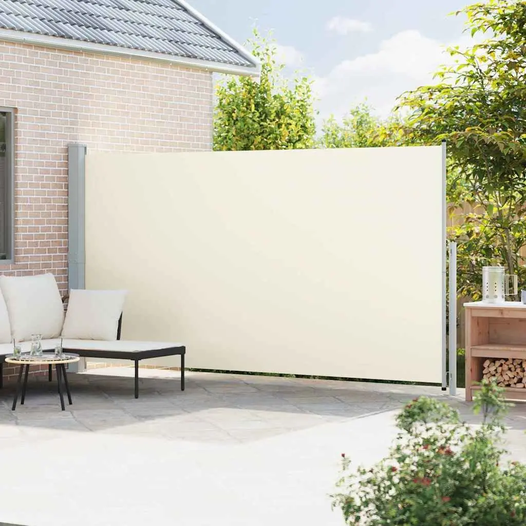 Retractable Side Awning Cream 200x500cm Outdoor Privacy Screen Sunshade