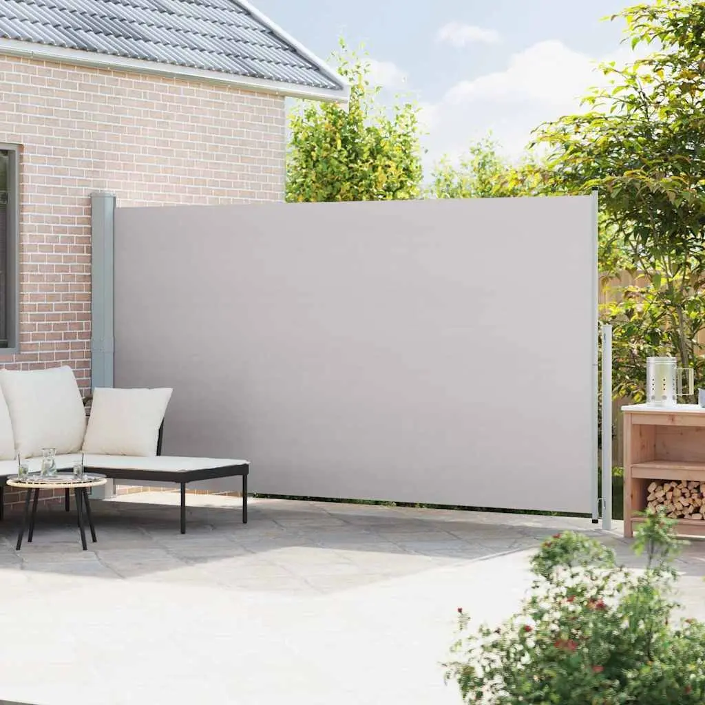 Retractable Side Awning Grey 200x500cm Outdoor Privacy Screen UV Water Resistant Steel Base