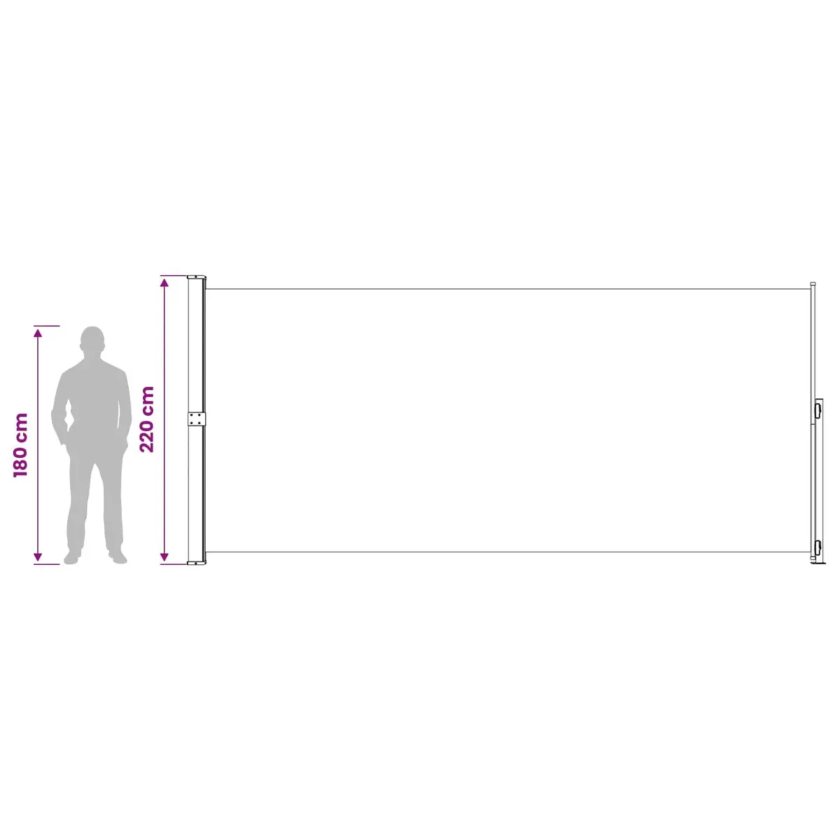 Patio Retractable Side Awning 220x500cm Outdoor Privacy Screen Sunshade