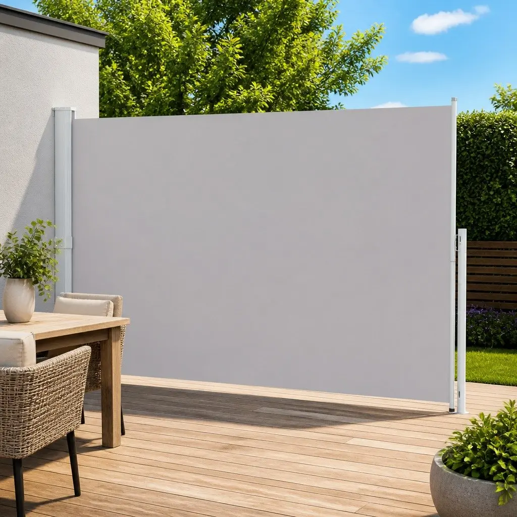 Patio Retractable Side Awning 220x500cm Grey Outdoor Sunshade Screen