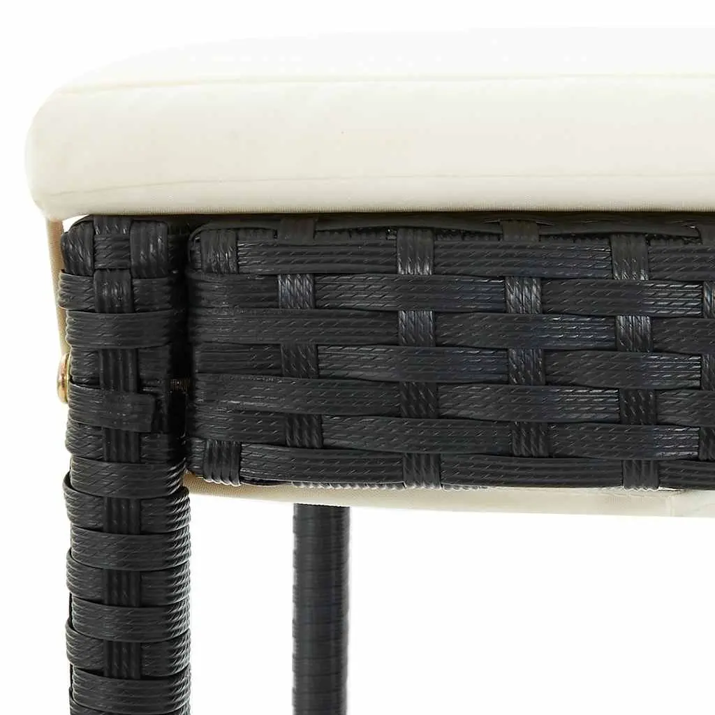 Outdoor Bar Stools Black 2 Piece UV Resistant Poly Rattan with Foam Cushions