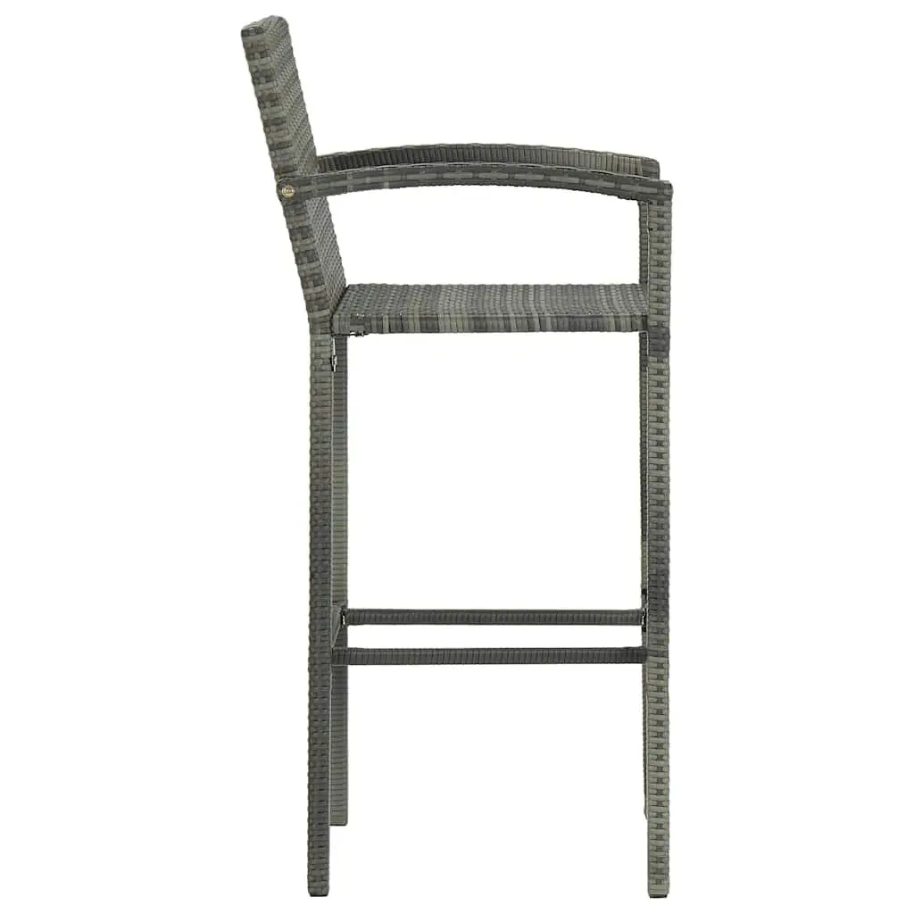 Grey Rattan Bar Stools, 2-Piece Set