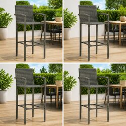Concise 4-Piece Grey Outdoor Bar Stools Set