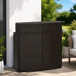 Outdoor Bar Table 2-Tier Brown Counter Height Patio Furniture Garden Pub