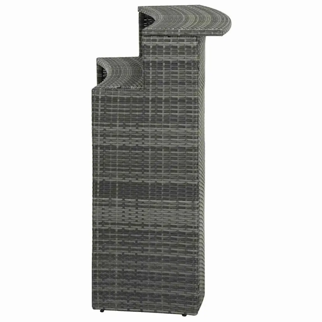 Grey Outdoor Bar Table 2-Tier Counter Height Garden Pub Furniture PE Rattan