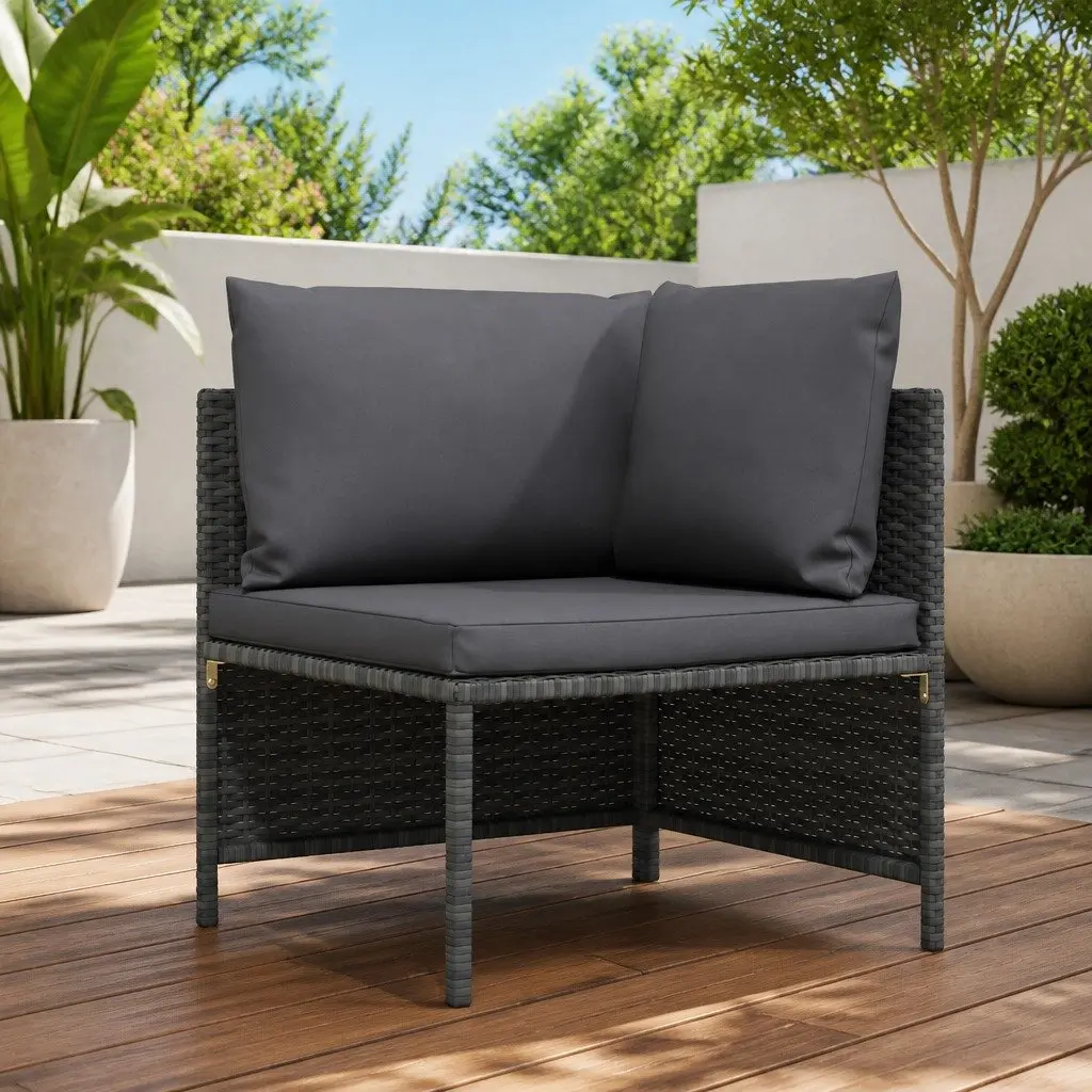 Outdoor Sectional Corner Sofa Grey PE Rattan Weather-Resistant Garden Lounge