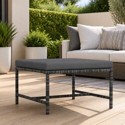 Outdoor Sectional Footrest Ottoman with Removable Cushion Grey Rattan Modular