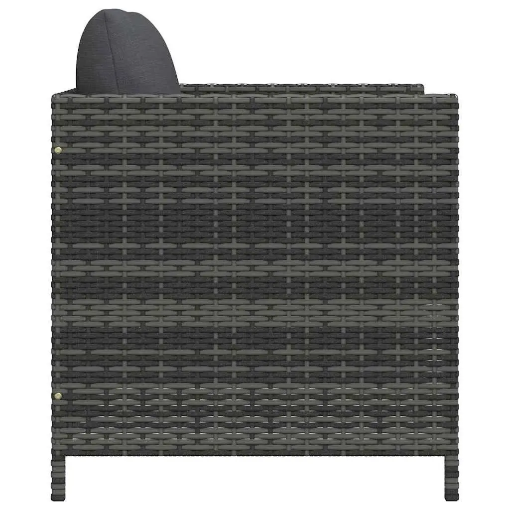 Outdoor Sectional Sofa Unit Grey Poly Rattan Garden Lounge Modular Seating