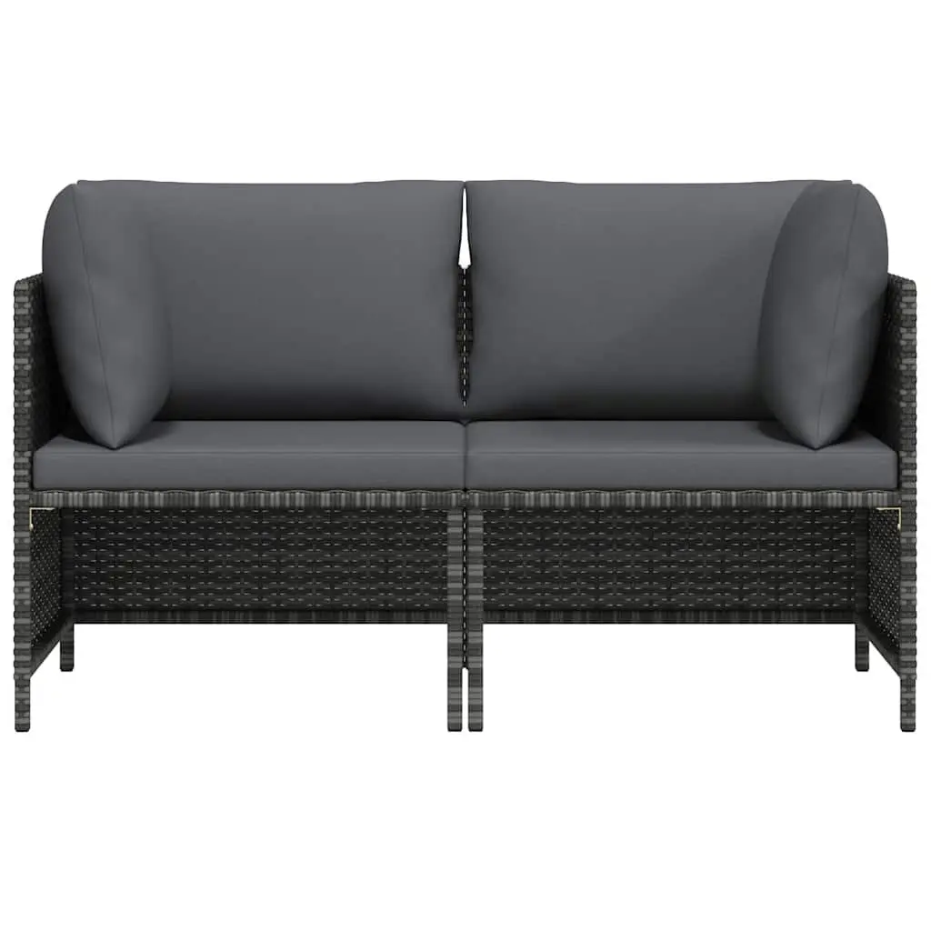 2-Seater Garden Sofa Grey Outdoor Patio Sectional Lounge Seat with Cushions