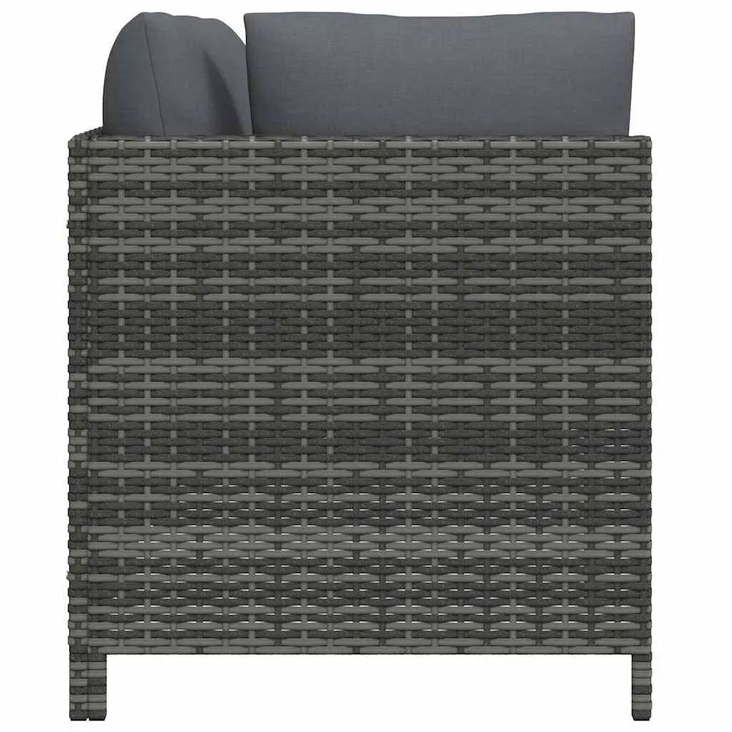 2-Seater Garden Sofa Grey Outdoor Patio Sectional Lounge Seat with Cushions