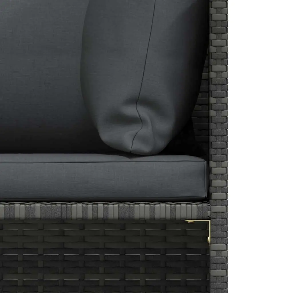 4-Seater Garden Sofa Grey PE Rattan Outdoor Sectional Lounger with Cushions