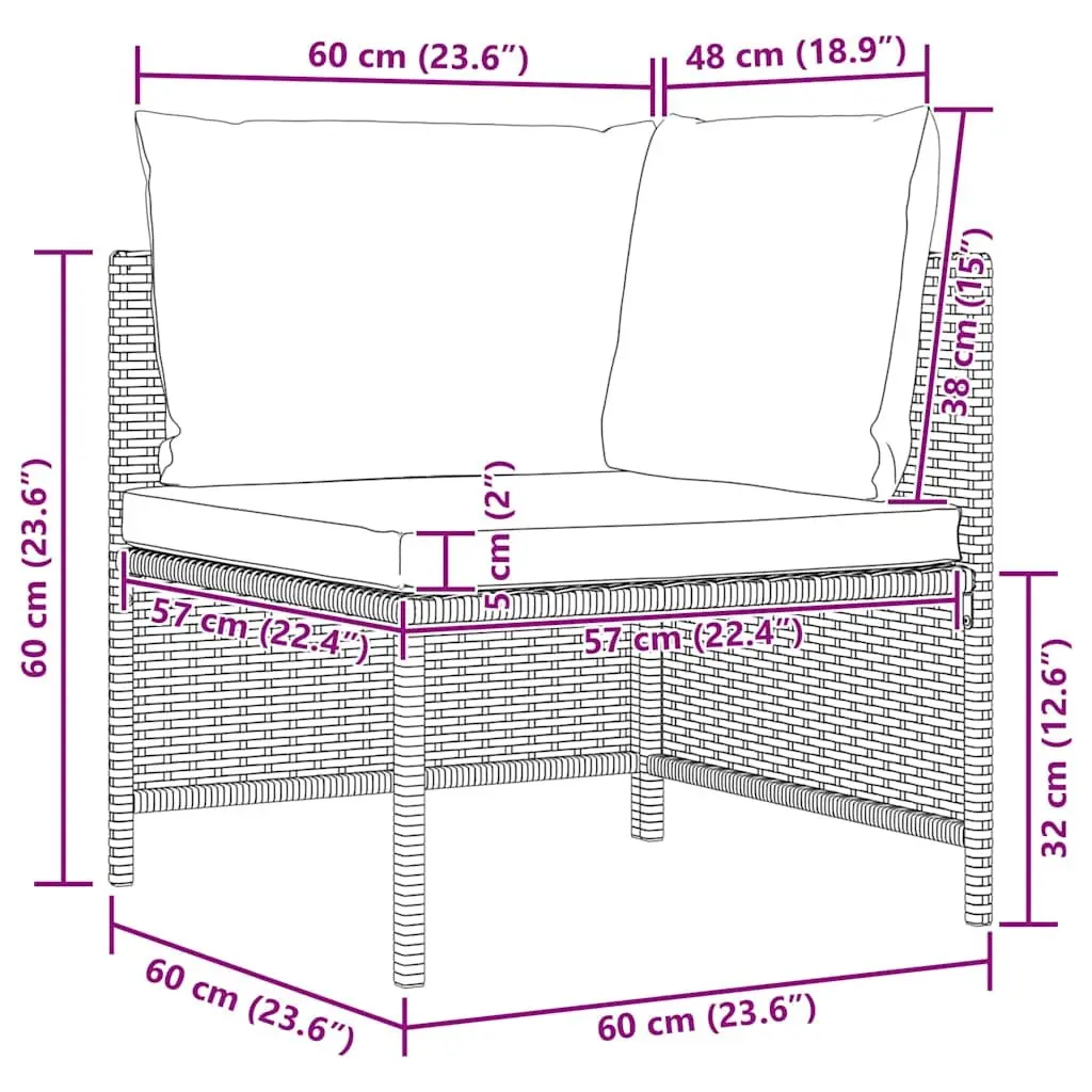 4-Seater Garden Sofa Grey PE Rattan Outdoor Sectional Lounger with Cushions