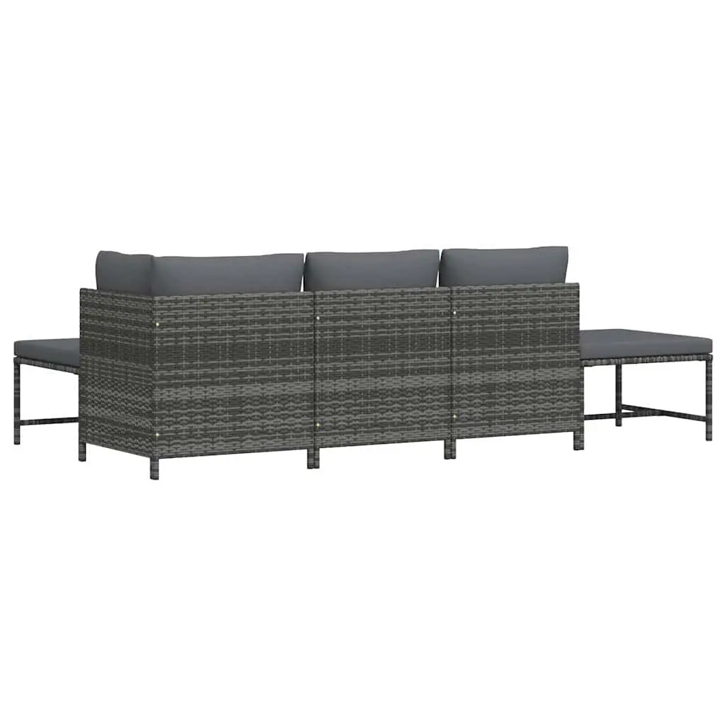 Garden Sofa Set Grey 5 Piece Outdoor Lounge Sectional with Cushions