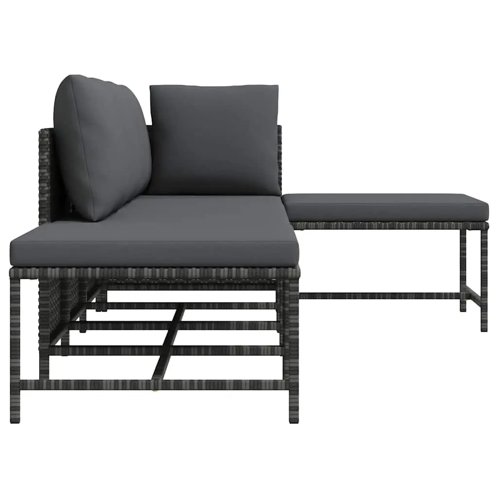 Garden Sofa Set Grey 5 Piece Outdoor Lounge Sectional with Cushions
