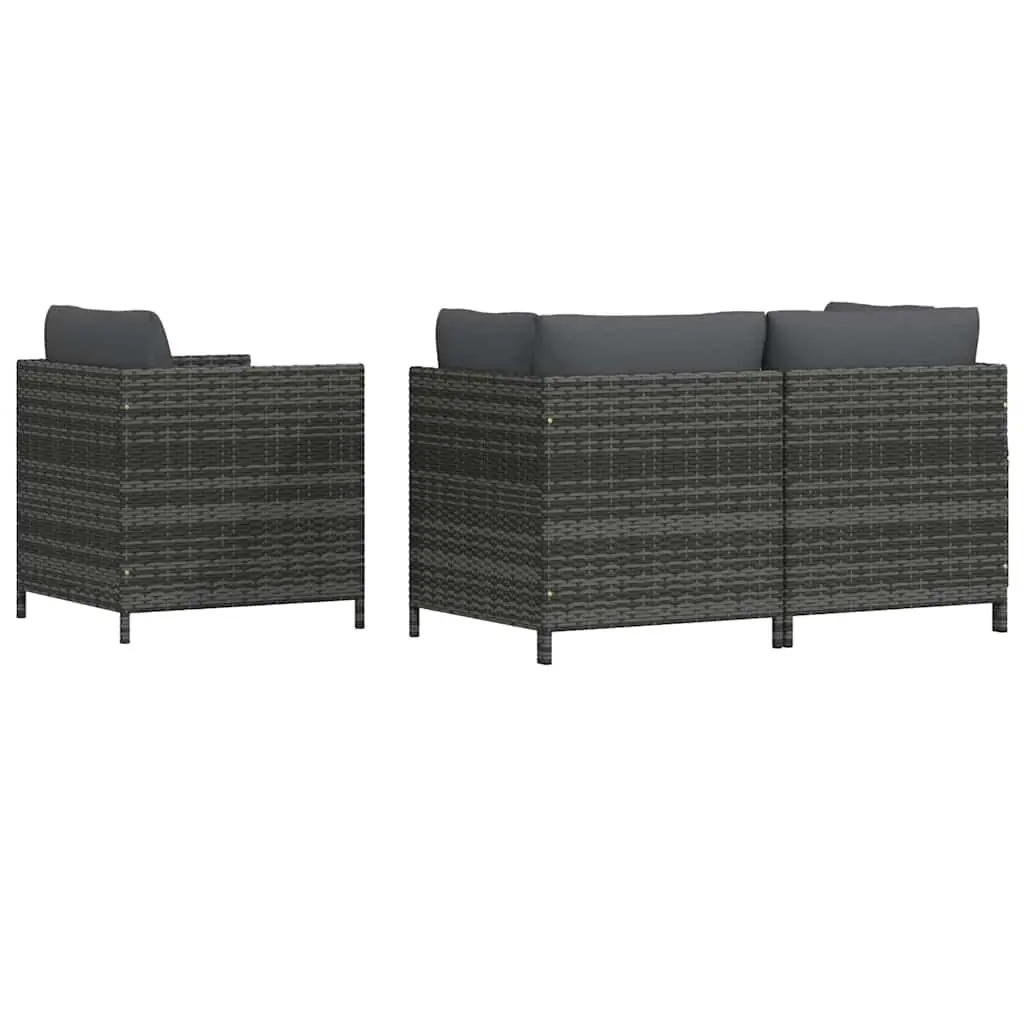 Outdoor Sectional Sofa Set Grey 4 Piece Weather-resistant PE Rattan with Cushions