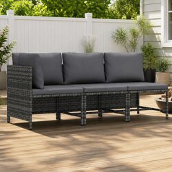 Outdoor Sectional Sofa Lounge Set 3 Piece Garden Furniture Grey Patio Seating