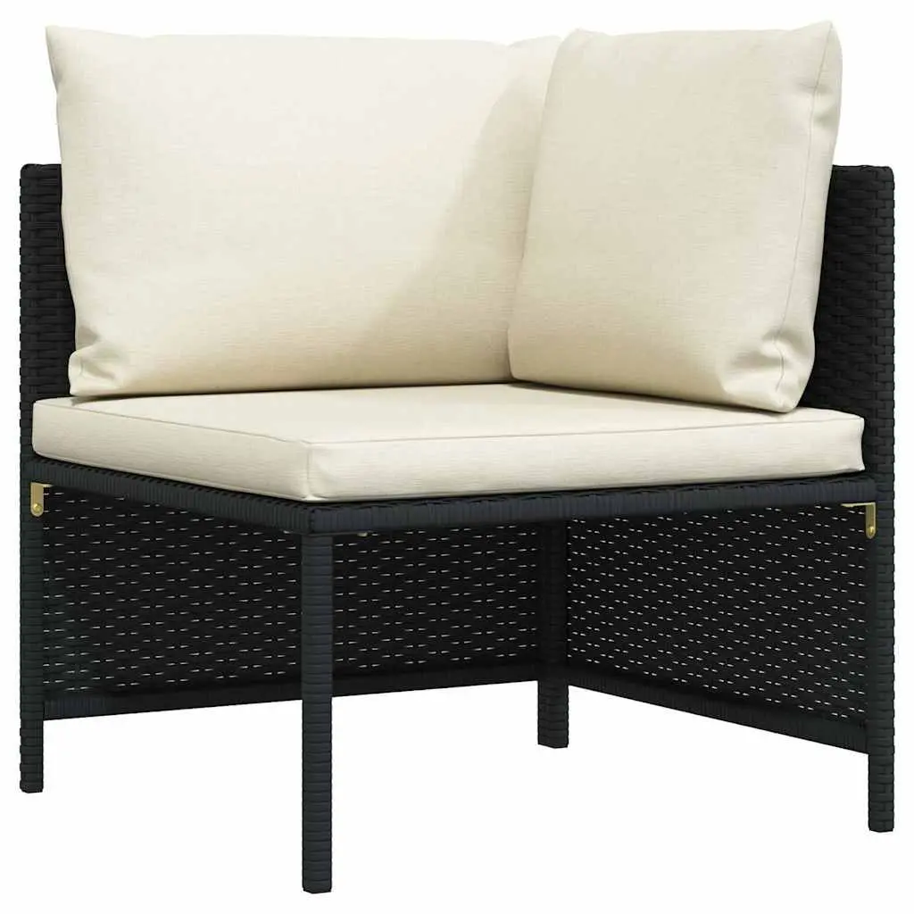 Outdoor Sectional Corner Sofa with Cushions Black PE Rattan Garden Lounge Seat