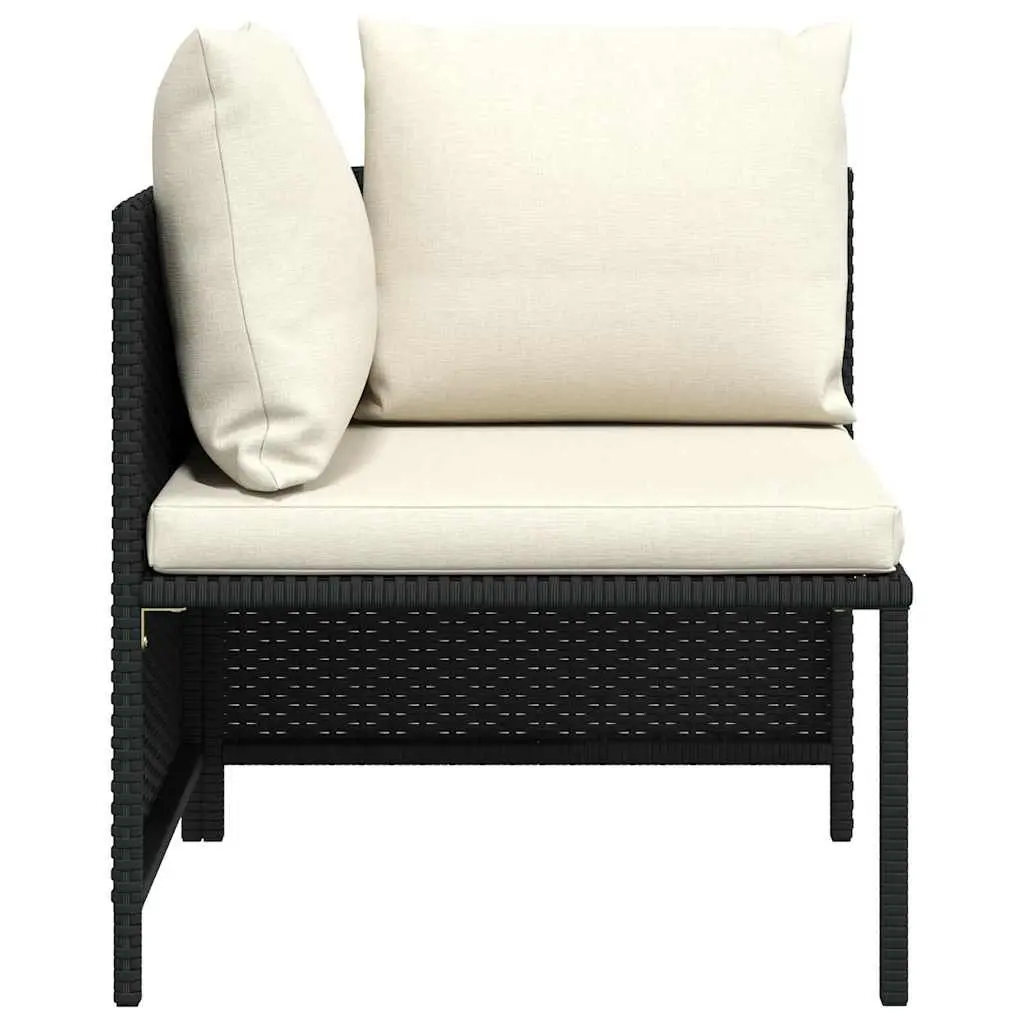 Outdoor Sectional Corner Sofa with Cushions Black PE Rattan Garden Lounge Seat