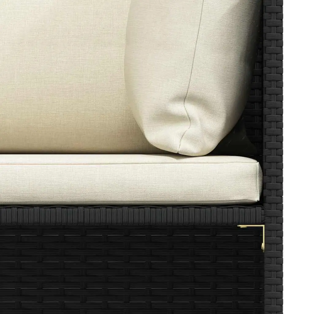 Outdoor Sectional Corner Sofa with Cushions Black PE Rattan Garden Lounge Seat