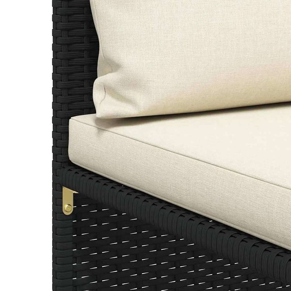 Outdoor Sectional Middle Sofa Black Poly Rattan Modular Garden Lounge Seat