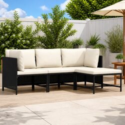 4-Piece Black Outdoor Lounge Sofa Set
