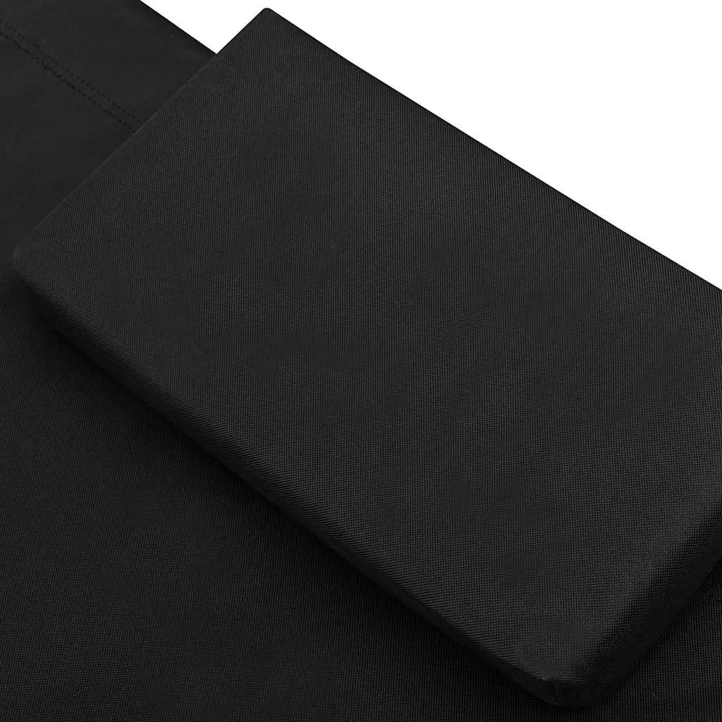 Outdoor Lounge Bed Black Weather-resistant Oxford Fabric Powder-coated Steel Frame with Two Padded Pillows