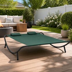 Outdoor Lounge Bed - Green with Pillows Included