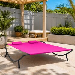 Reliable Pink Fabric Lounge Bed for Outdoor Use