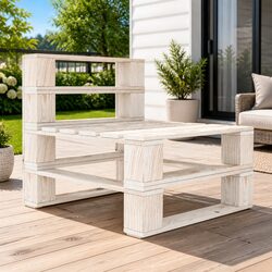 Garden Pallet Middle Sofa Outdoor Bench Seat Wooden White Patio Furniture