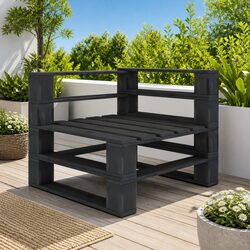 Compact Grey Garden Pallet Corner Sofa for Relaxation