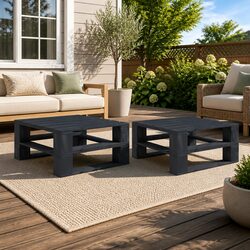 Outdoor Pallet Tables 2 Pieces Grey Wood Garden Patio Furniture Set Durable