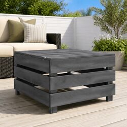 Compact Grey Pallet Table for Outdoor Use