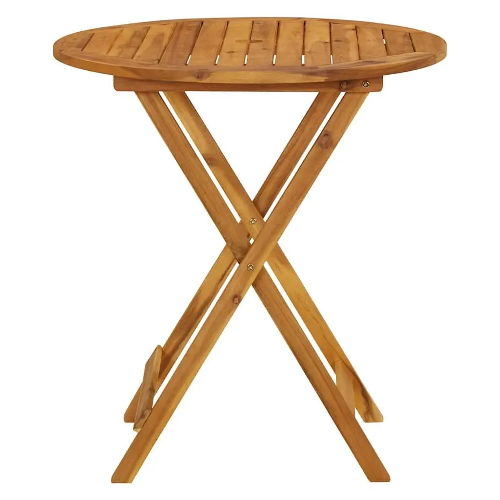 Folding Garden Table 70cm Outdoor Patio Dining Furniture Brown Wooden Slatted