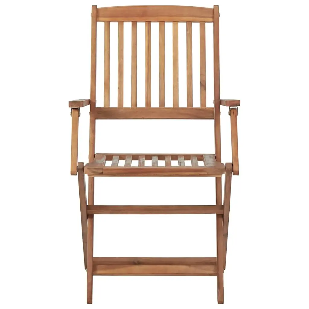 Folding Outdoor Chairs Brown 2 Piece Weather Resistant Solid Acacia Wood Garden Patio Dining Seating