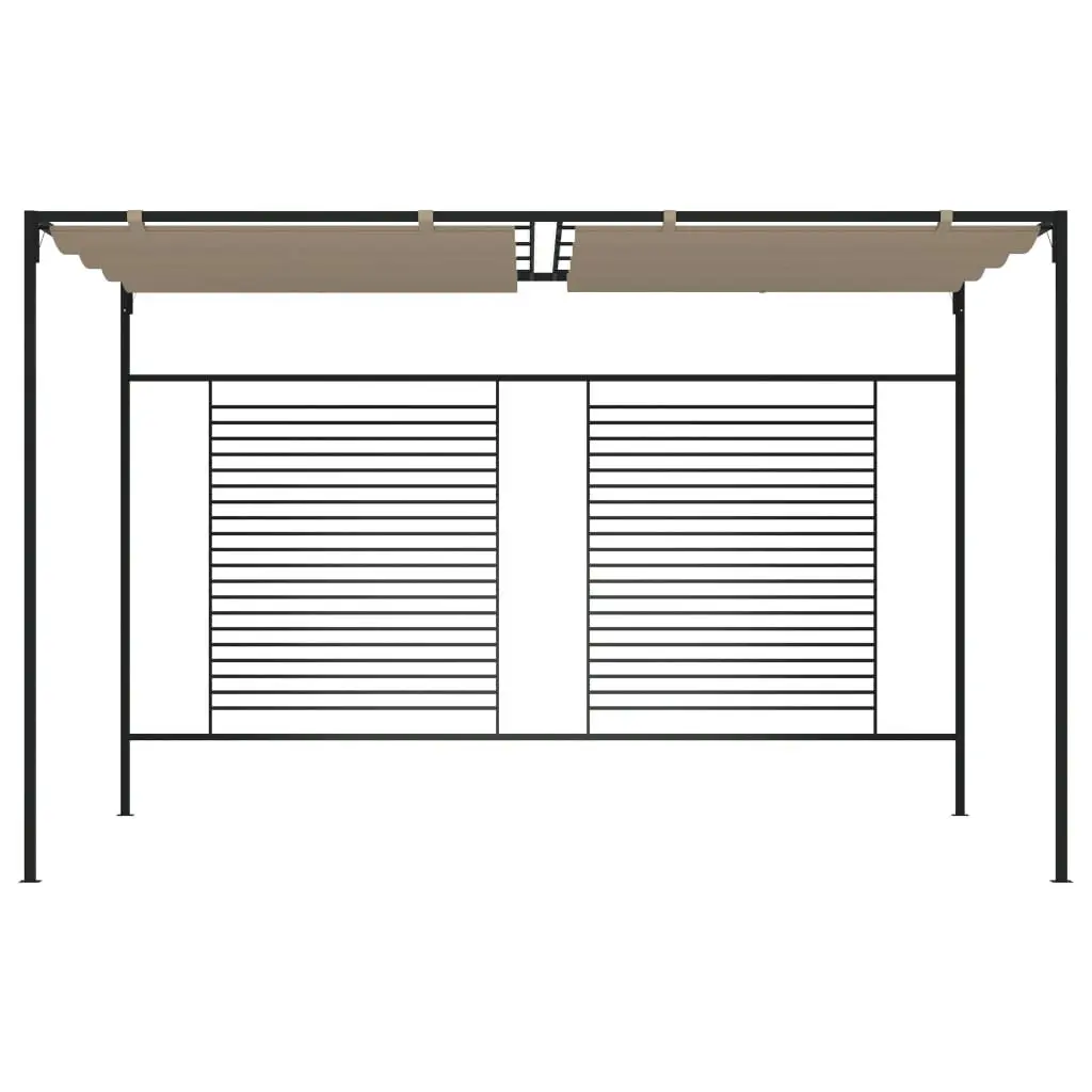 Outdoor Gazebo Taupe 3x4m Retractable Roof Iron Garden Shelter