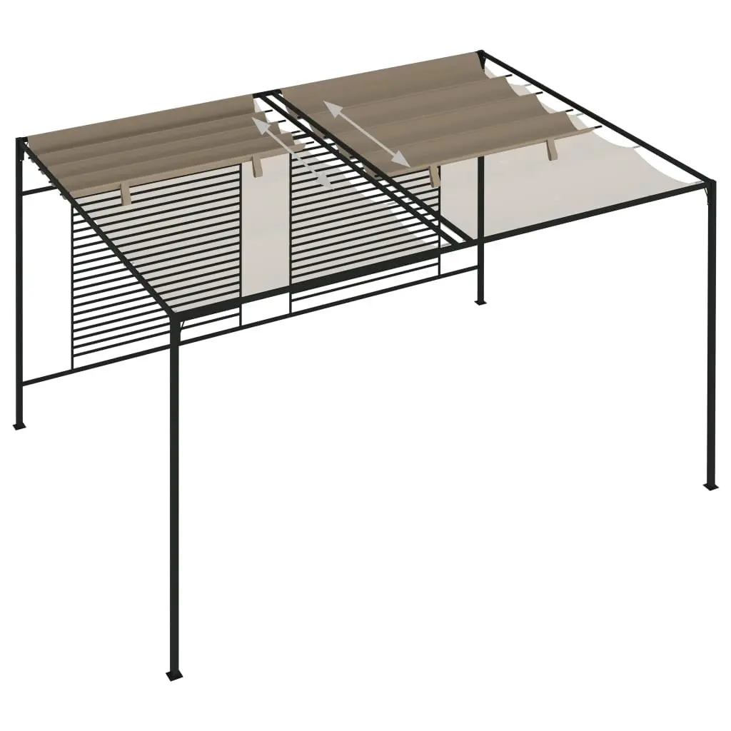 Outdoor Gazebo Taupe 3x4m Retractable Roof Iron Garden Shelter