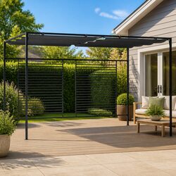 Gazebo with Retractable Roof 4x3m Outdoor Canopy Shelter Anthracite Garden