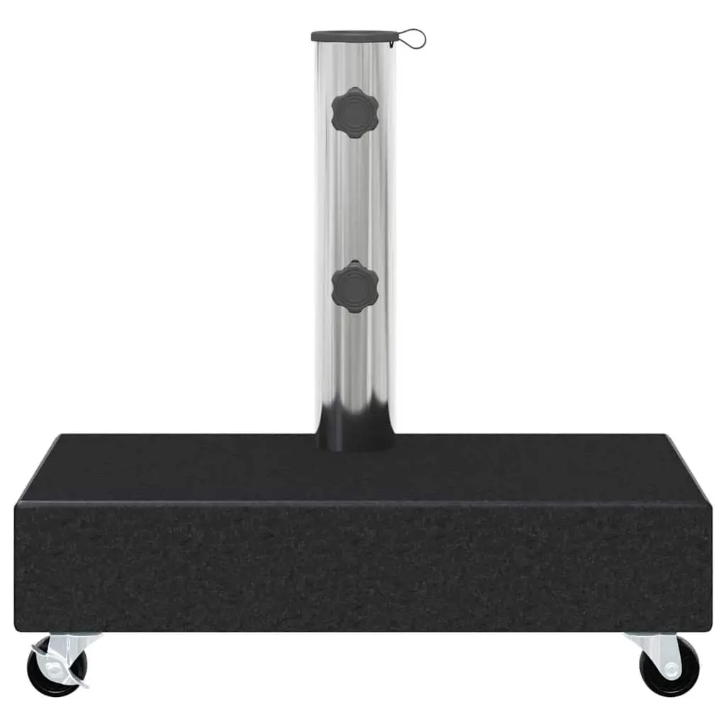 Granite Umbrella Base Black Heavy Duty Outdoor Parasol Stand Holder with Wheels and Adapters 45x25x8cm