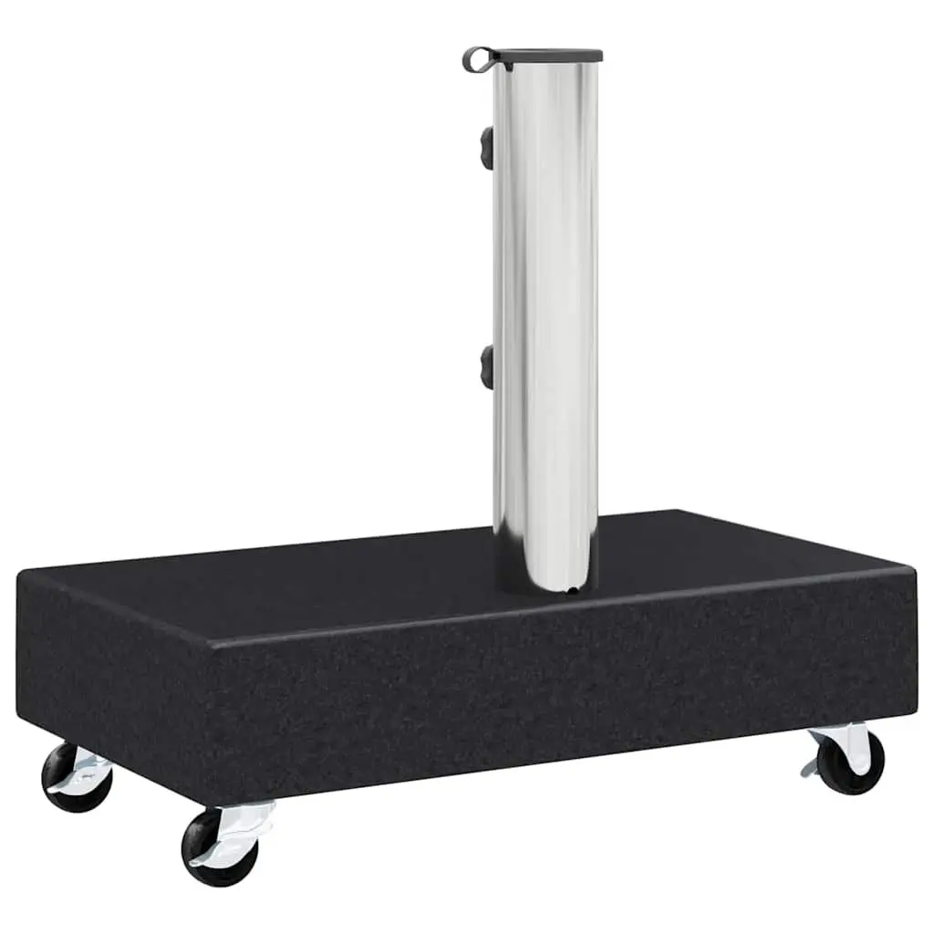 Granite Umbrella Base Black Heavy Duty Outdoor Parasol Stand Holder with Wheels and Adapters 45x25x8cm