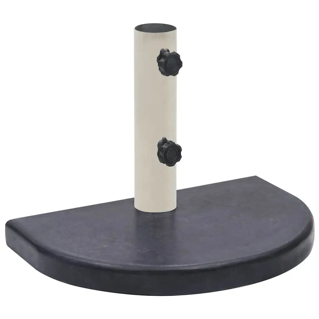 Half-Round Umbrella Base Black Granite Outdoor Parasol Holder Weight Stability