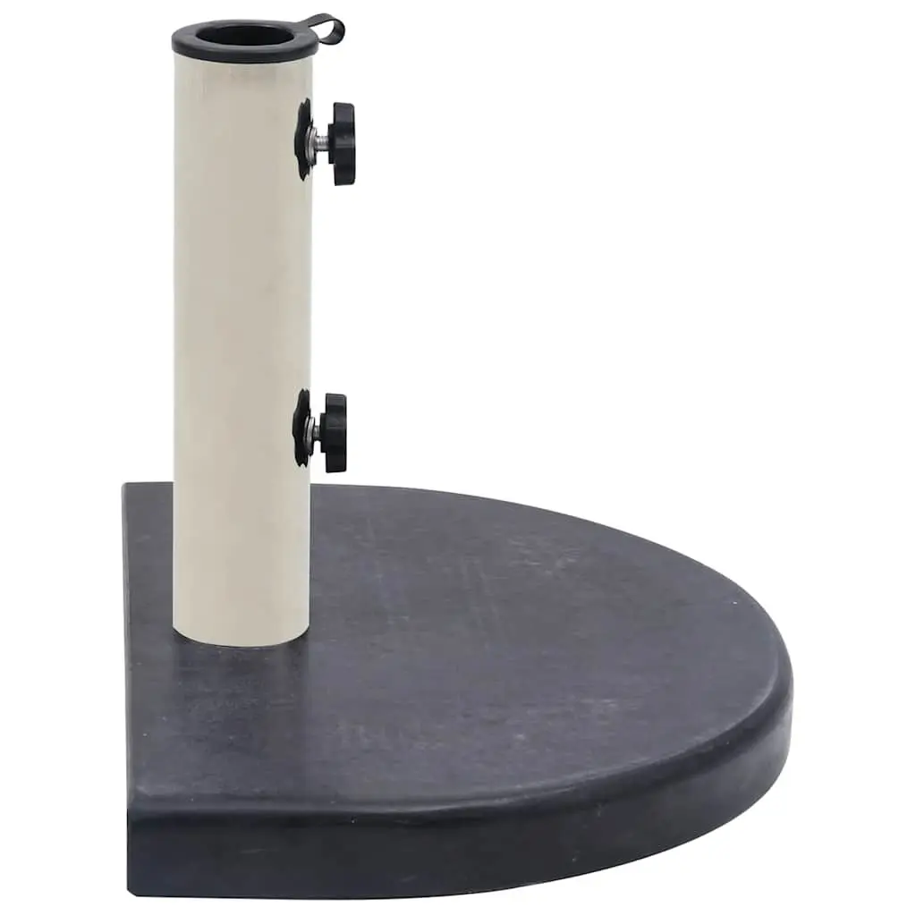Half-Round Umbrella Base Black Granite Outdoor Parasol Holder Weight Stability