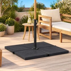 Umbrella Weight Plate Square Black Granite Base Stand Garden Parasol Holder 25kg