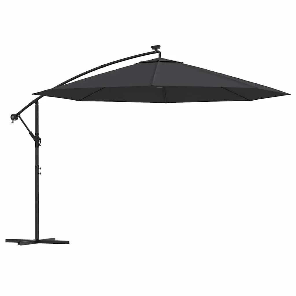 Cantilever Garden Parasol with Solar LED Lights 350cm Outdoor Hanging Umbrella