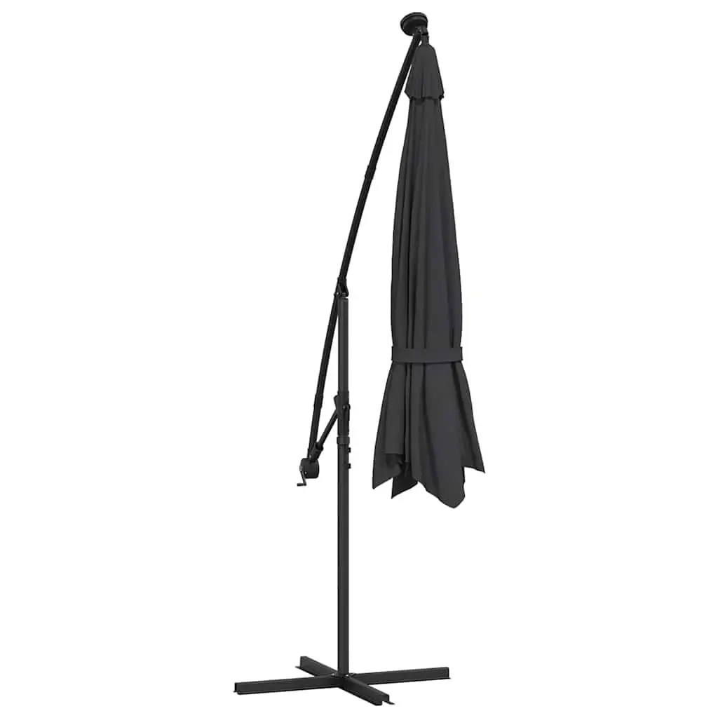 Cantilever Garden Parasol with Solar LED Lights 350cm Outdoor Hanging Umbrella