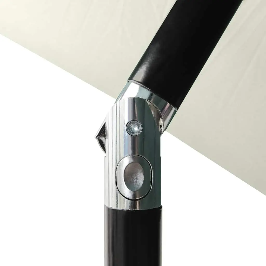 Garden Parasol Beige 2x3m UV Protective with Integrated Solar LED Lights Crank Tilt Mechanism Powder-coated Steel Pole