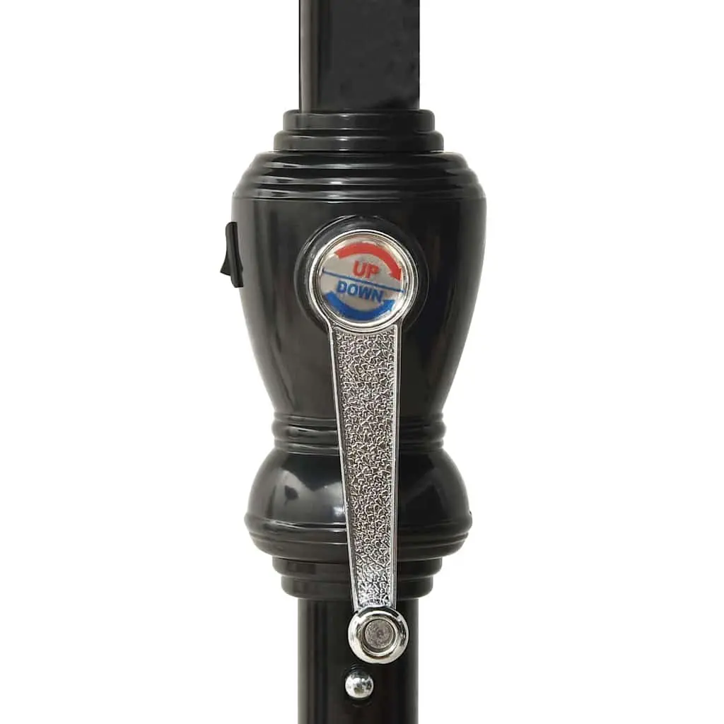 Garden Parasol Beige 2x3m UV Protective with Integrated Solar LED Lights Crank Tilt Mechanism Powder-coated Steel Pole