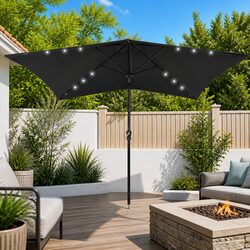 2x3m Garden Parasol with Solar LED Lights