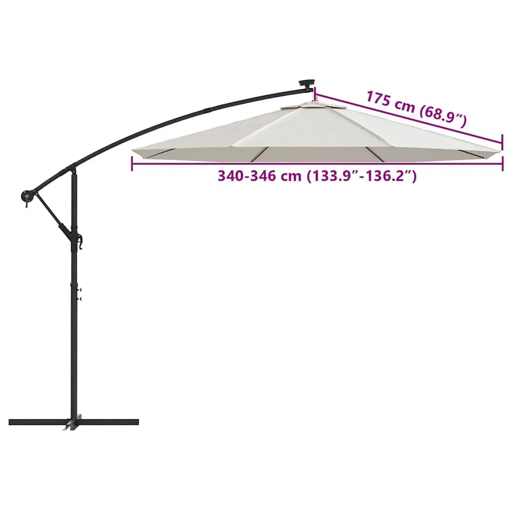 Replacement Fabric Cantilever Umbrella Cover Sand 350cm Outdoor Parasol Shade UV