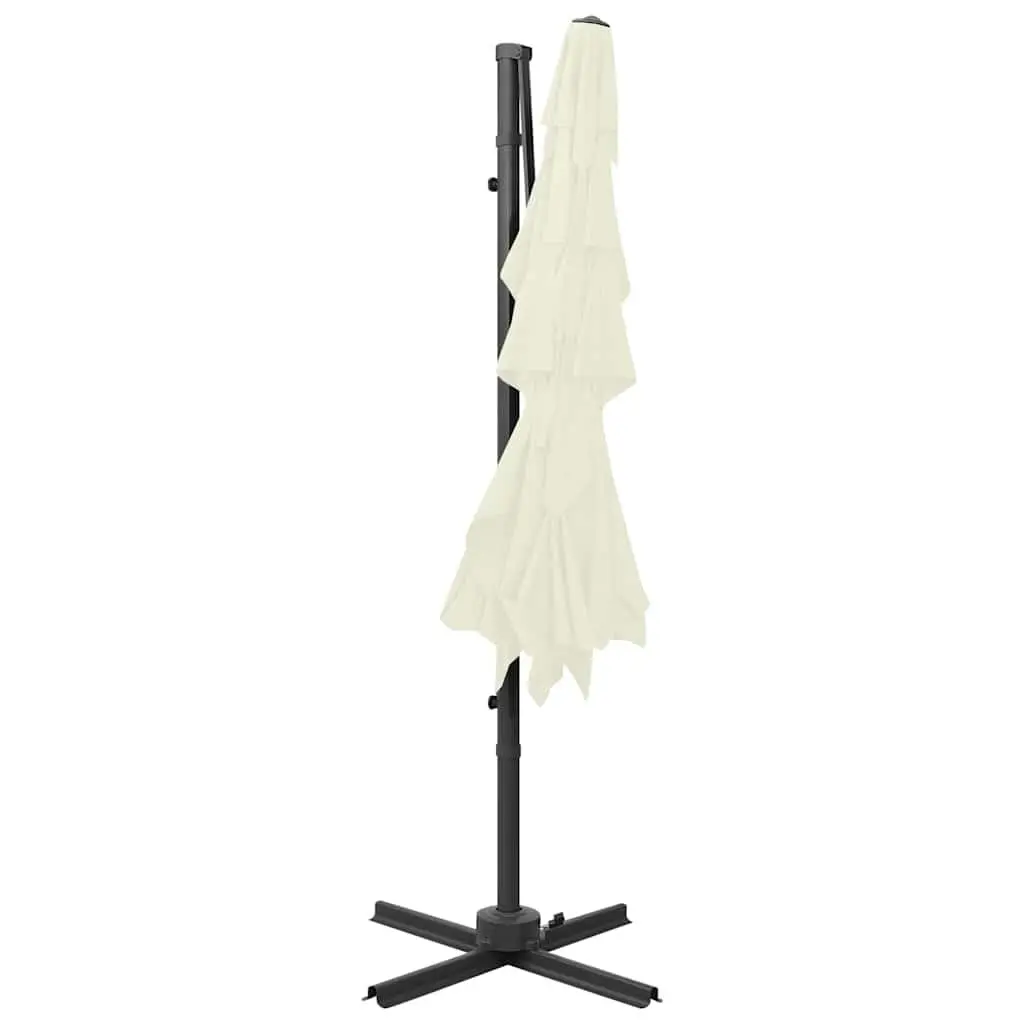 4-Tier Garden Parasol Beige 250x250cm UV Protective Anti-Fade Polyester Crank Tilt