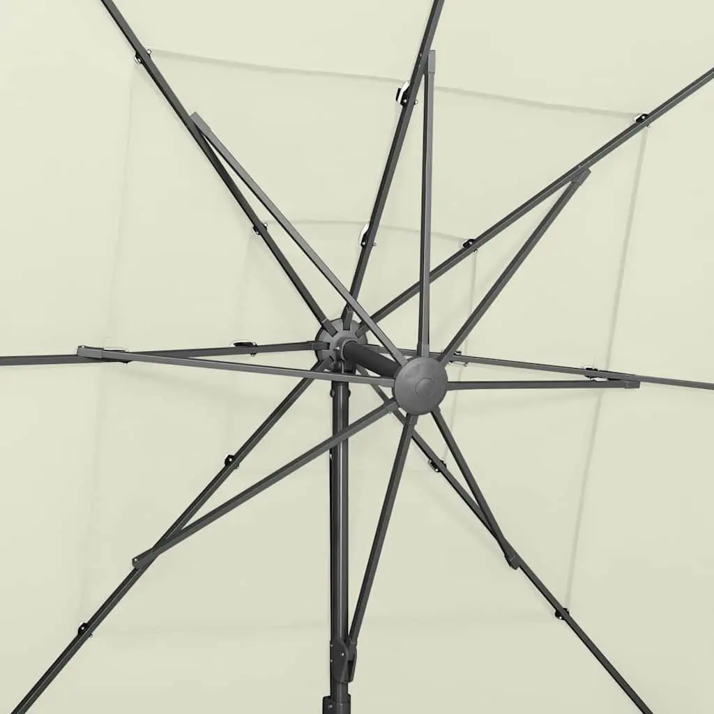4-Tier Garden Parasol Beige 250x250cm UV Protective Anti-Fade Polyester Crank Tilt